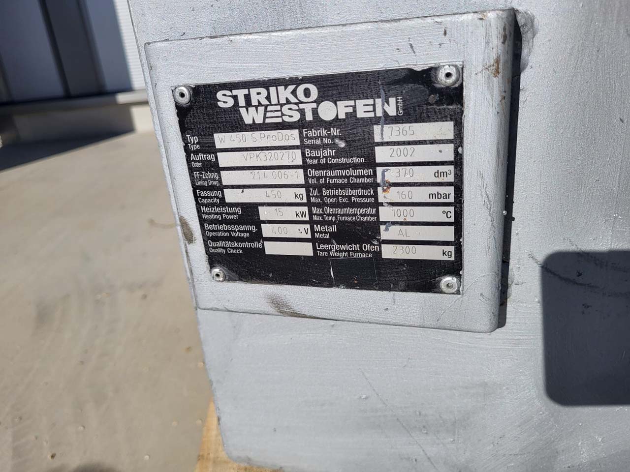 StrikoWestofen W 450 S ProDos DCP Piec dozujący O1816, używany StrikoWestofen W 450 S ProDos DCP Piec dozujący O1816, używany