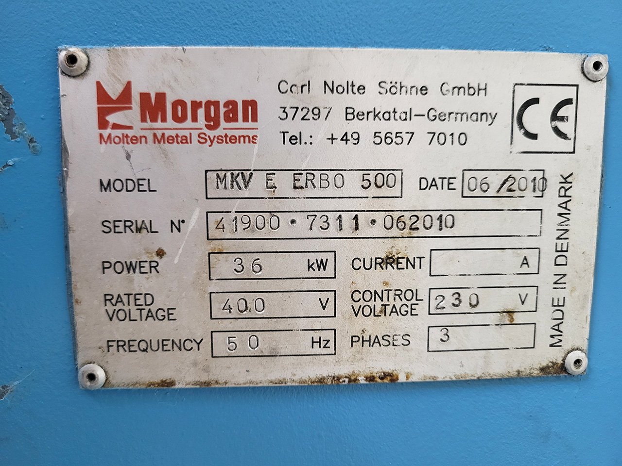 Piec tyglowy MORGAN MKV E ERBO 500 O1804, używany Piec tyglowy MORGAN MKV E ERBO 500 O1804, używany